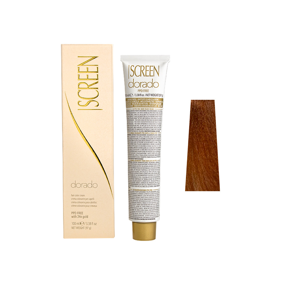 Крем-фарба для волосся перманентна з 24-каратним золотом SCREEN Dorado 8RD (8.43) Golden Сopper Light Вlonde, 100 ml - 1